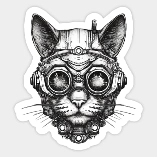 Dark cyberpunk cat Sticker